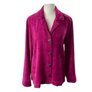 CHICO'S Women Shacket Blazer Size 0 Magenta Button Front Long Sleeve Casual 81-1